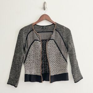Rena Lange Vintage Knit Jacket 100% Wool Cropped Brown Black Small Germany Read